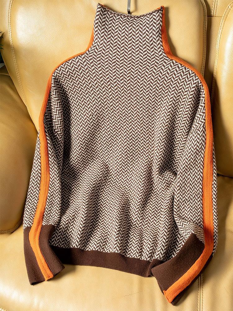 Marieke | Roll Neck Jumper with Striking Contrasting Stripes